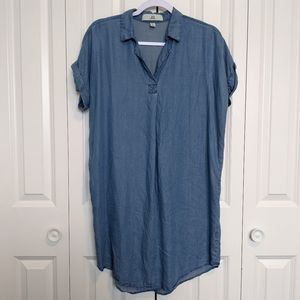 Thread + Supply Blue Chambray V Neck Mini Dress S
